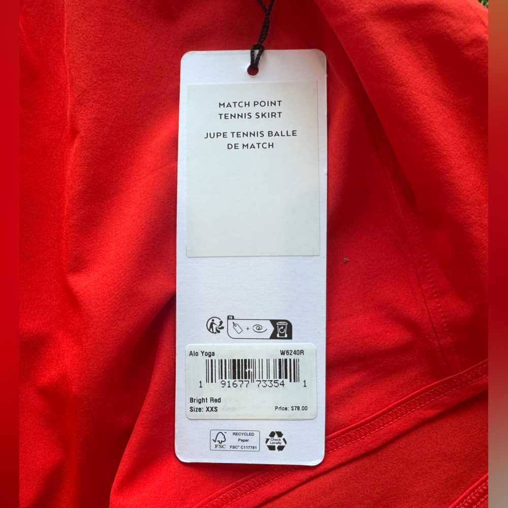 NWT ALO Yoga Match Point Tennis Skirt bright Red size xxs - sold out online - Picture 8 of 9